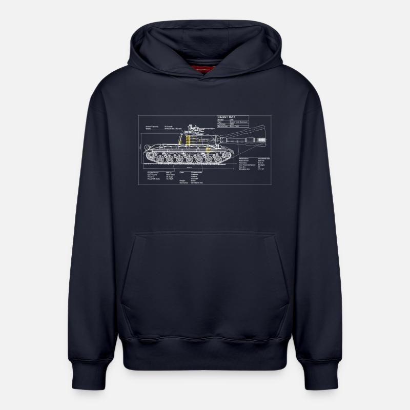 object 268 blueprint - Sweat à capuche unisexe décontracté en coton biologique – de SPREAD - bleu marine