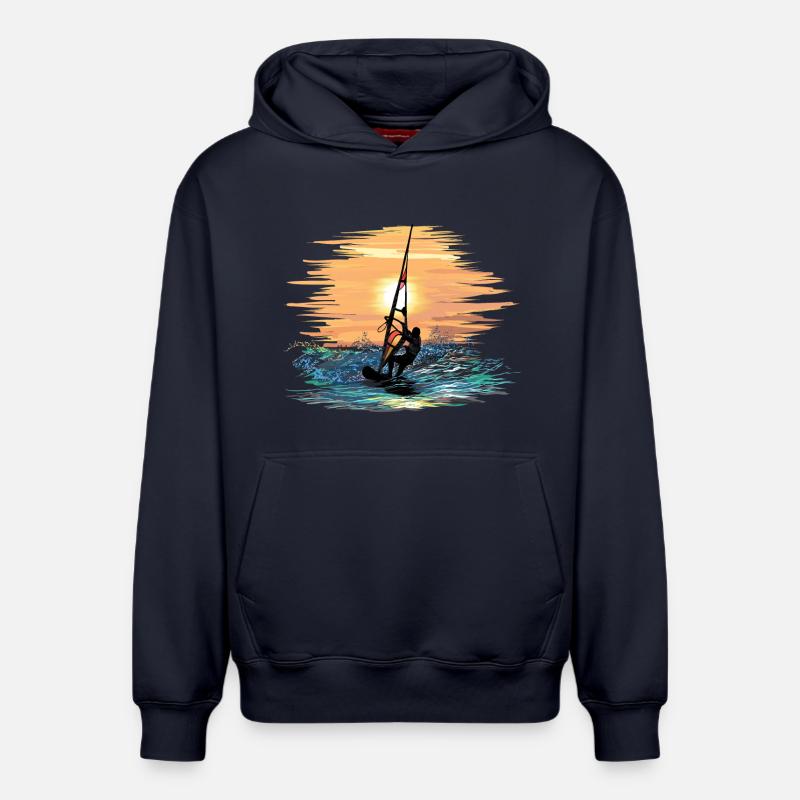 Windsurfing - Sweat à capuche unisexe décontracté en coton biologique – de SPREAD - bleu marine