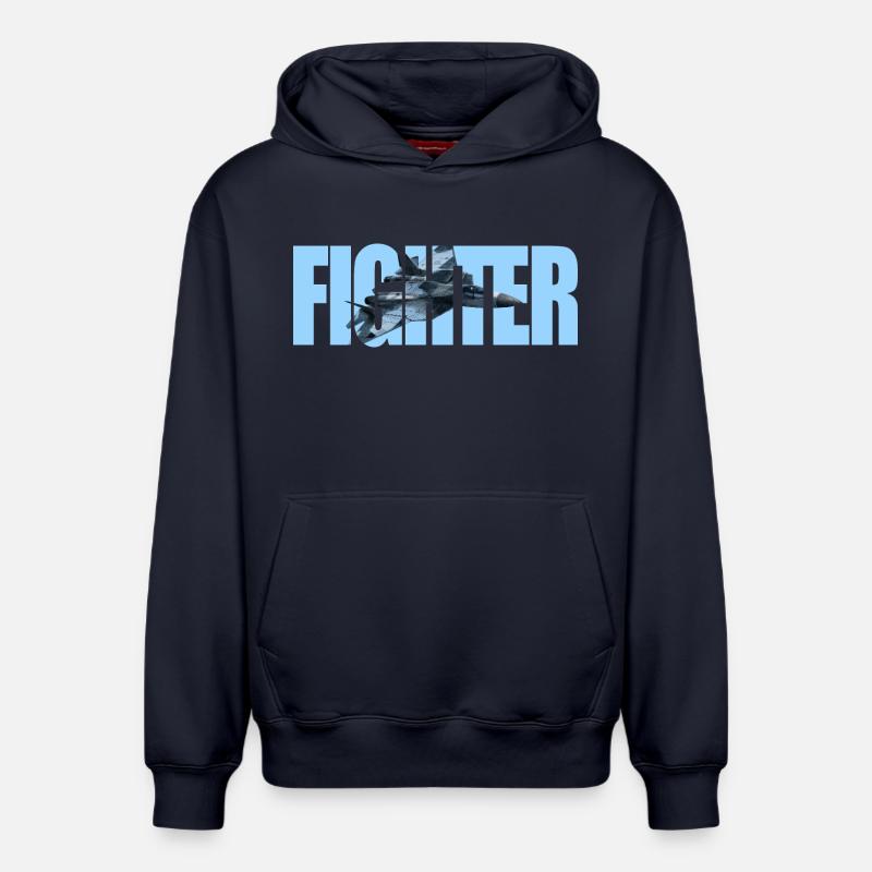 Chasseur Su-57 - Sweat à capuche unisexe décontracté en coton biologique – de SPREAD - bleu marine