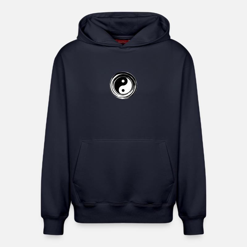Yin-Yang Blanc - Sweat à capuche unisexe décontracté en coton biologique – de SPREAD - bleu marine
