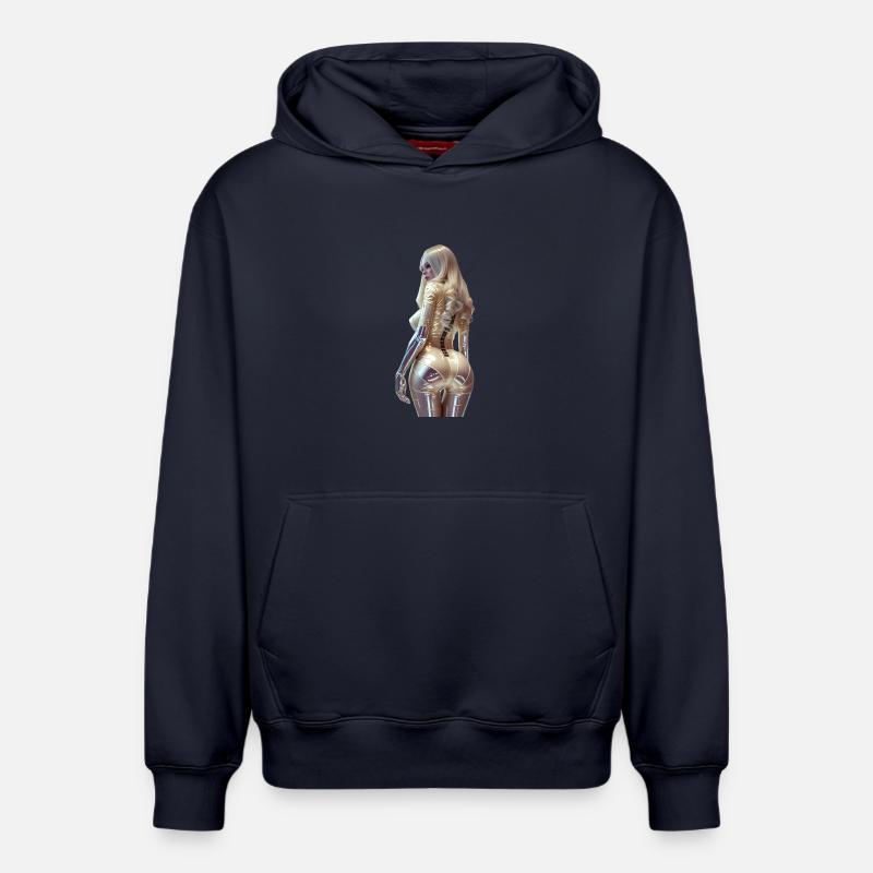 Cogito 01 (sans texte) - Sweat à capuche unisexe décontracté en coton biologique – de SPREAD - bleu marine