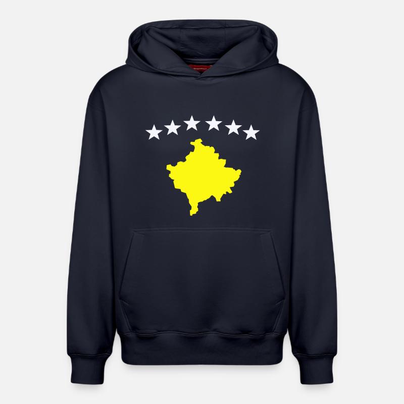 Drapeau du Kosovo - Sweat à capuche unisexe décontracté en coton biologique – de SPREAD - bleu marine