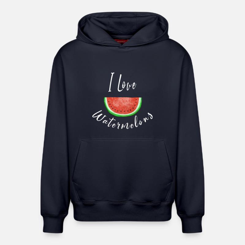 J'aime Pastèques - Watermelon - Fruit - Sweat à capuche unisexe décontracté en coton biologique – de SPREAD - bleu marine