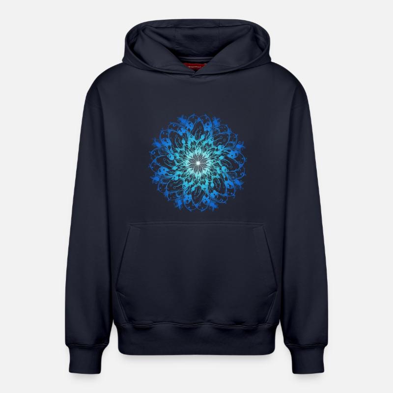Mandala Océan - Sweat à capuche unisexe décontracté en coton biologique – de SPREAD - bleu marine