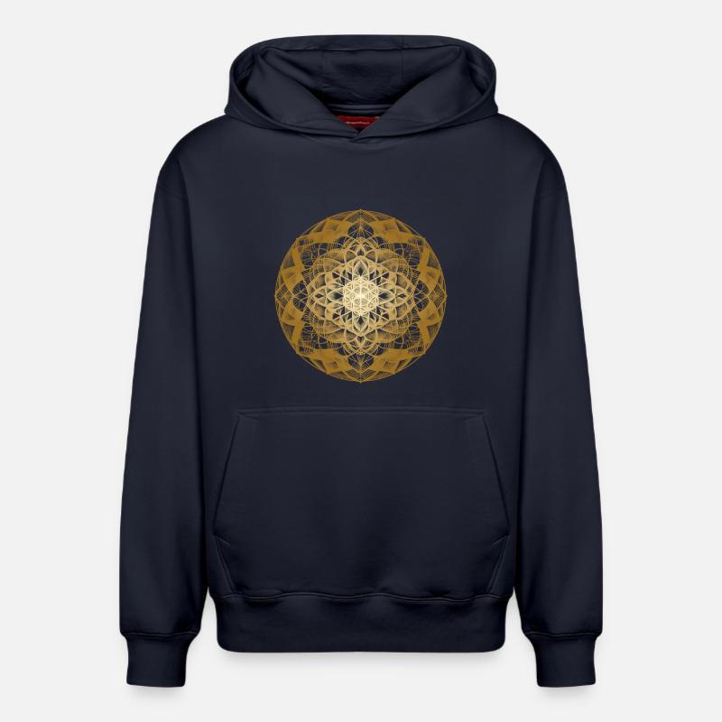 Mandala de géométrie sacrée - Sweat à capuche unisexe décontracté en coton biologique – de SPREAD - bleu marine