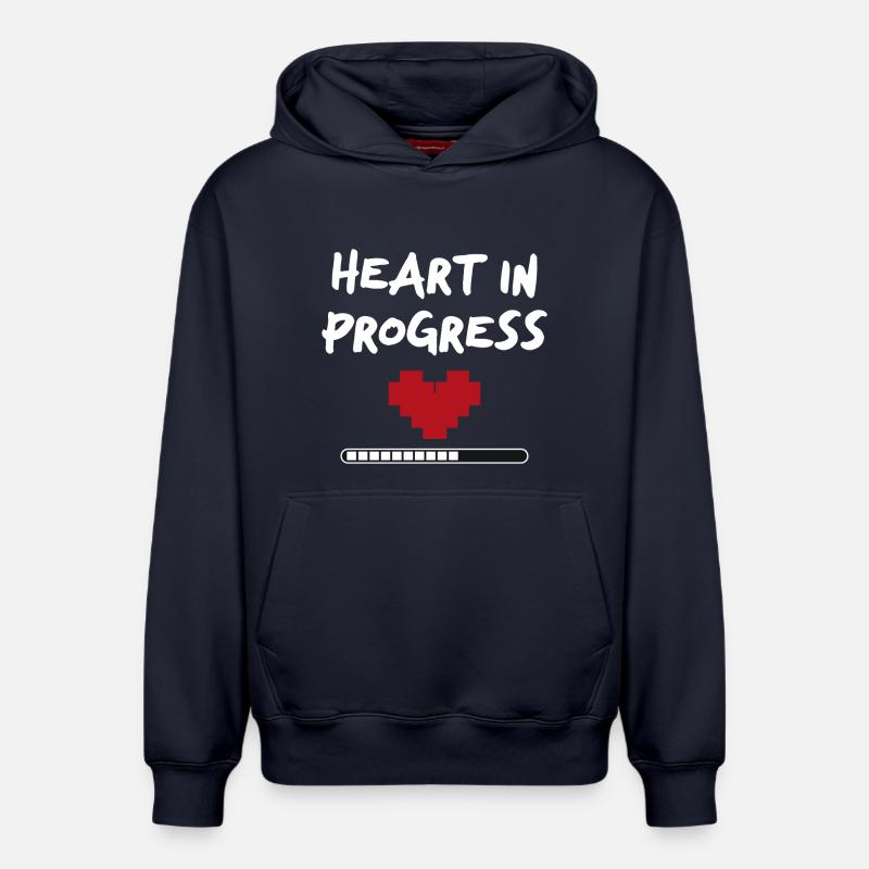 Déclaration HEART IN PROGRESS - Sweat à capuche unisexe décontracté en coton biologique – de SPREAD - bleu marine