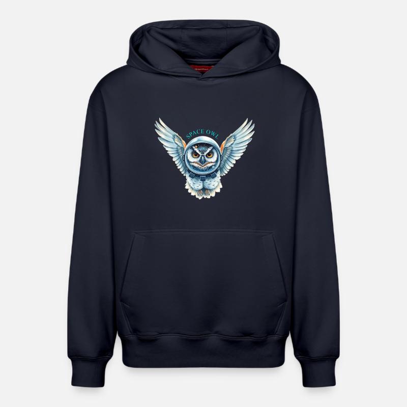 Chouette spatiale en combinaison spatiale - Sweat à capuche unisexe décontracté en coton biologique – de SPREAD - bleu marine