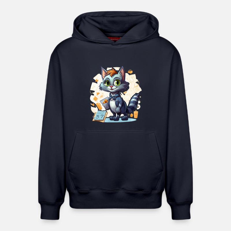 Chat de bureau en costume - Sweat à capuche unisexe décontracté en coton biologique – de SPREAD - bleu marine