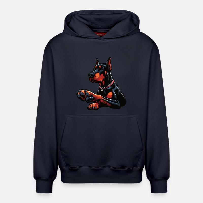 Doberman Doberman Propriétaire Doberman Lovers - Sweat à capuche unisexe décontracté en coton biologique – de SPREAD - bleu marine