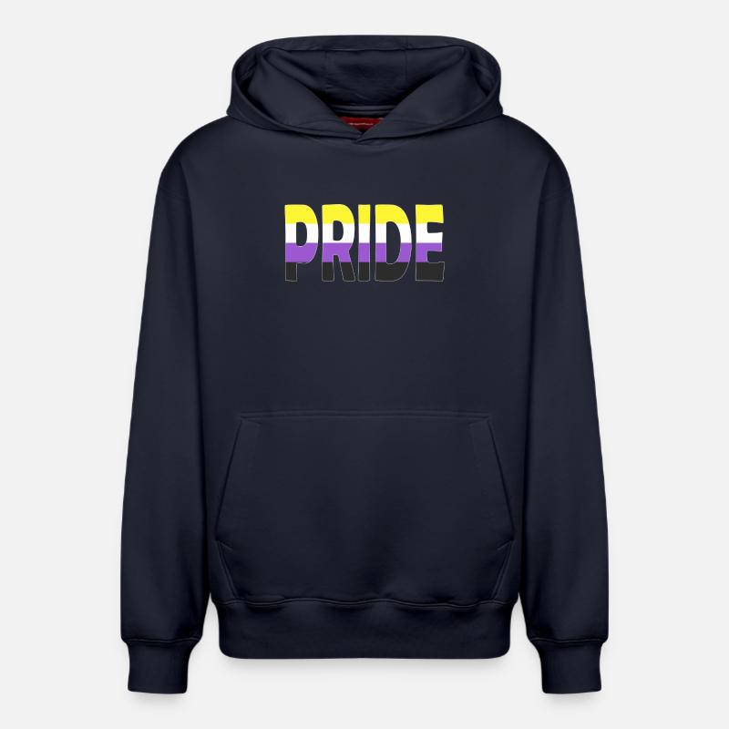 Pride lettering Non-Binary Non-Binary LGBTQ - Relaxed Unisex Organic Hoodie – by SPREAD - navy
