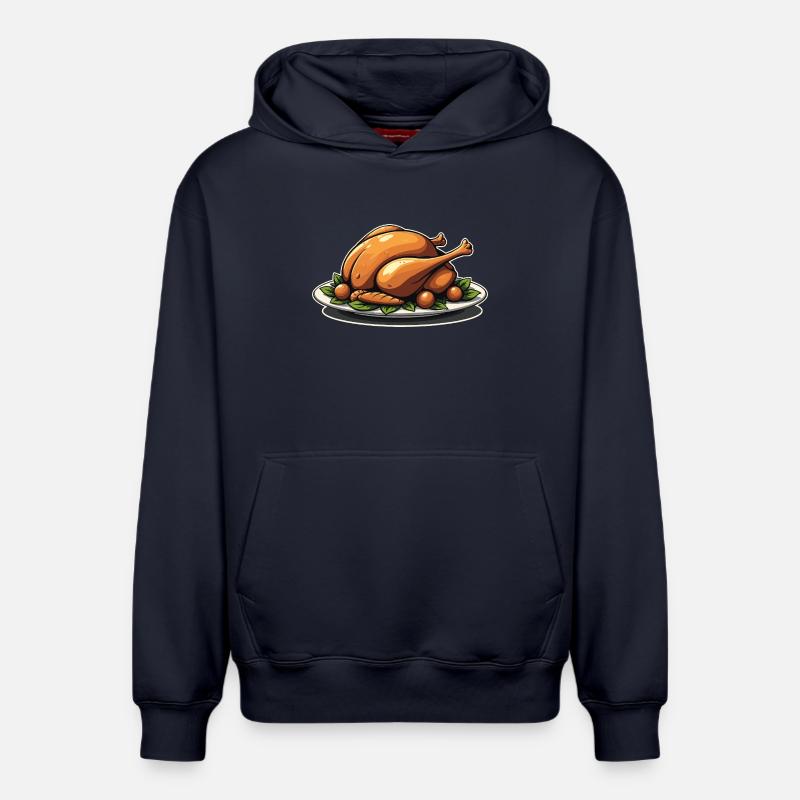 Assiette de dinde rôtie - Sweat à capuche unisexe décontracté en coton biologique – de SPREAD - bleu marine