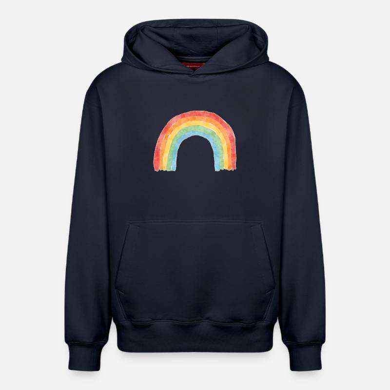 Arc-en-ciel - Sweat à capuche unisexe décontracté en coton biologique – de SPREAD - bleu marine