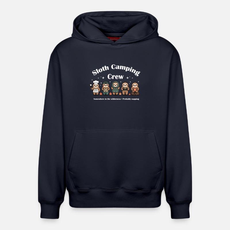 Équipe de camping paresseux - Sweat à capuche unisexe décontracté en coton biologique – de SPREAD - bleu marine