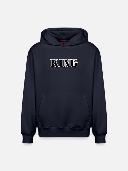 King Classic Text - Relaxed Unisex Organic Hoodie – by SPREAD - navy