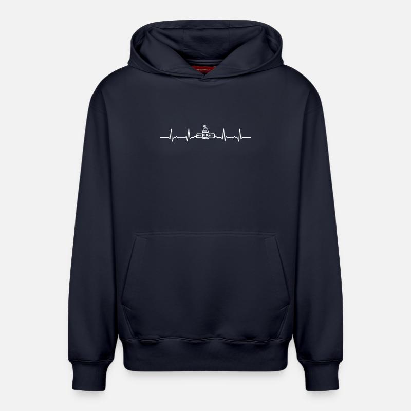 Capitol Pulse Skyline - Sweat à capuche unisexe décontracté en coton biologique – de SPREAD - bleu marine