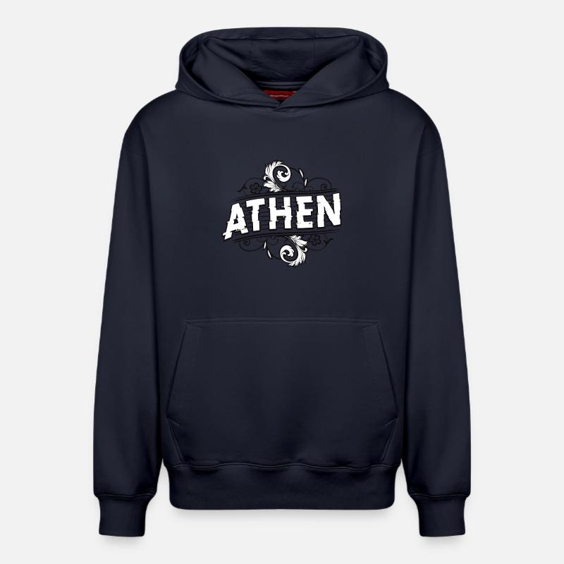 Athènes - Grèce - Sweat à capuche unisexe décontracté en coton biologique – de SPREAD - bleu marine