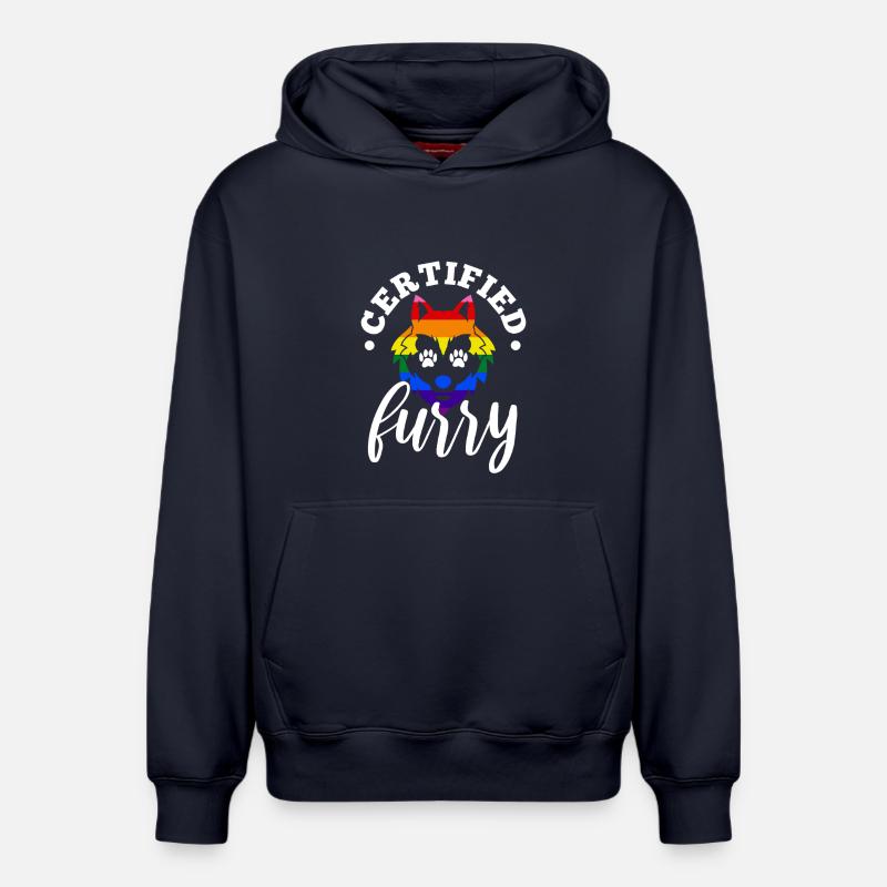 Fourrure certifiée - Sweat à capuche unisexe décontracté en coton biologique – de SPREAD - bleu marine