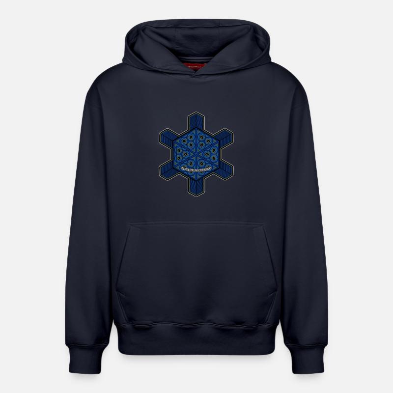 Fractal Evolution Experience Mandala Psytrance Goa - Relaxed Unisex Organic Hoodie – von SPREAD - Navy