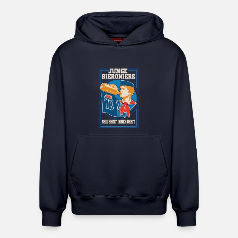 Seid breit immer breit, Junge Bieroniere - Relaxed Unisex Organic Hoodie – von SPREAD - Navy