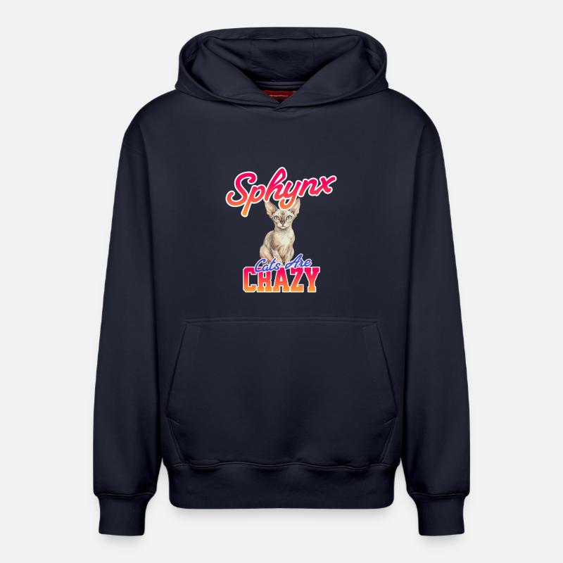 Sphynx Chat Drôle - Sweat à capuche unisexe décontracté en coton biologique – de SPREAD - bleu marine