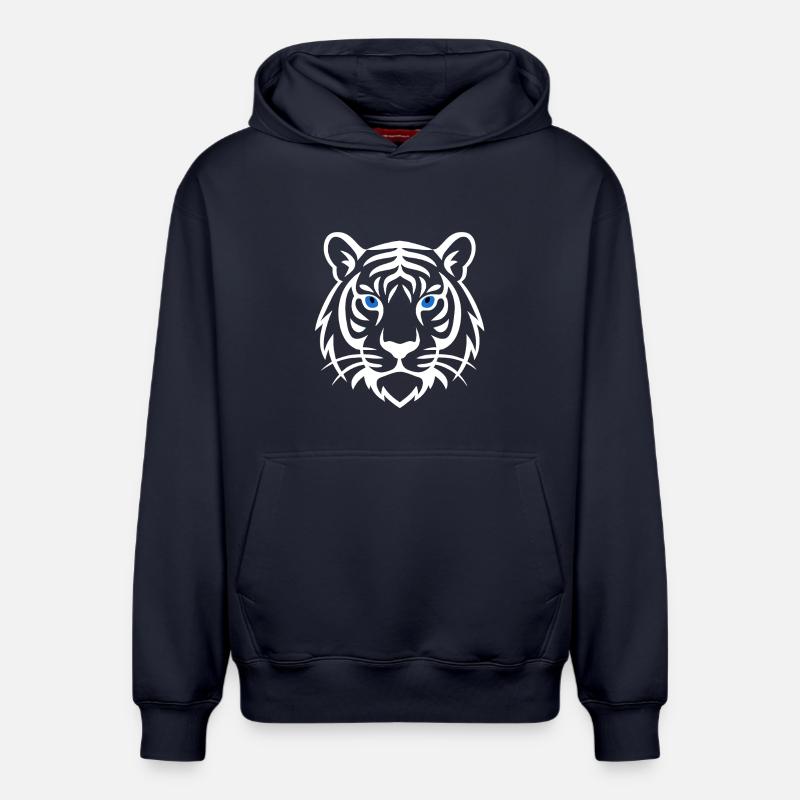 Tribu du Tigre Blanc - Sweat à capuche unisexe décontracté en coton biologique – de SPREAD - bleu marine