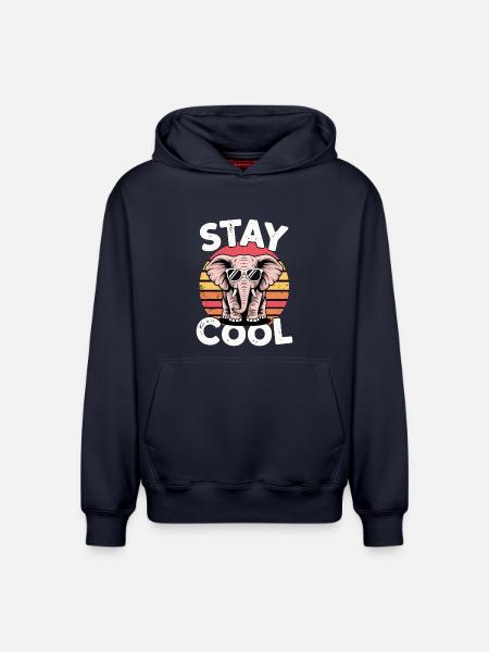 Stay Cool Elephant - Kids Retro - Relaxed Unisex Organic Hoodie – by SPREAD - navy