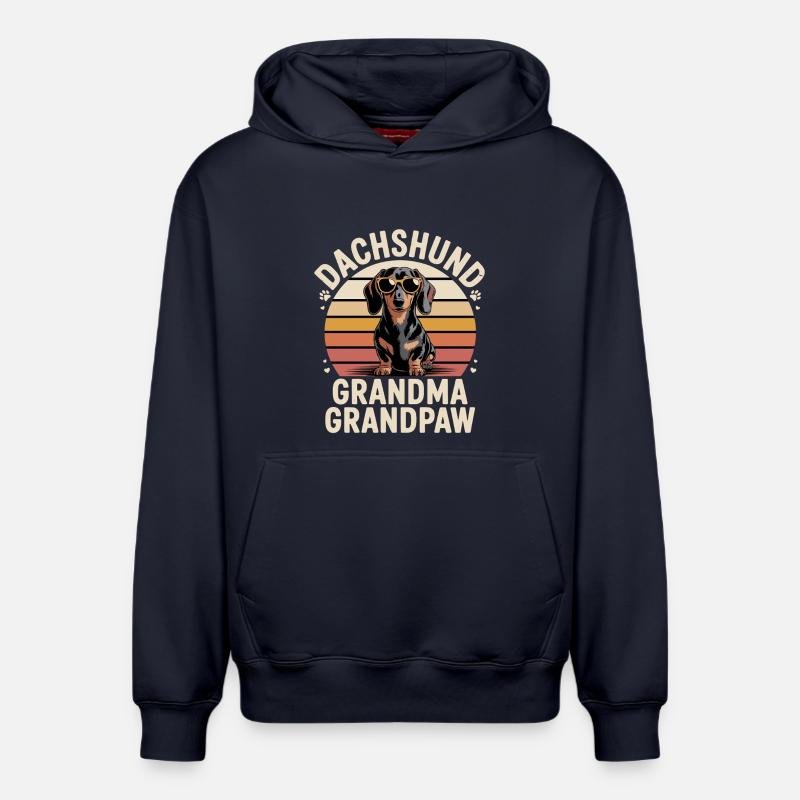 Teckel Grand-mère Grand-père - Sweat à capuche unisexe décontracté en coton biologique – de SPREAD - bleu marine