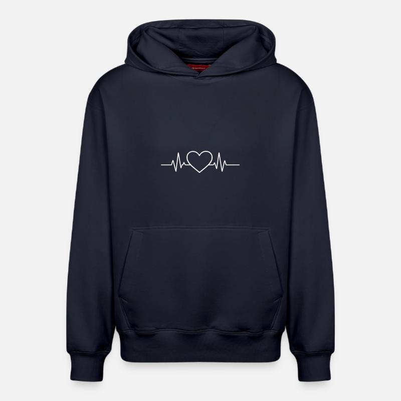 ECG cardiaque - Sweat à capuche unisexe décontracté en coton biologique – de SPREAD - bleu marine