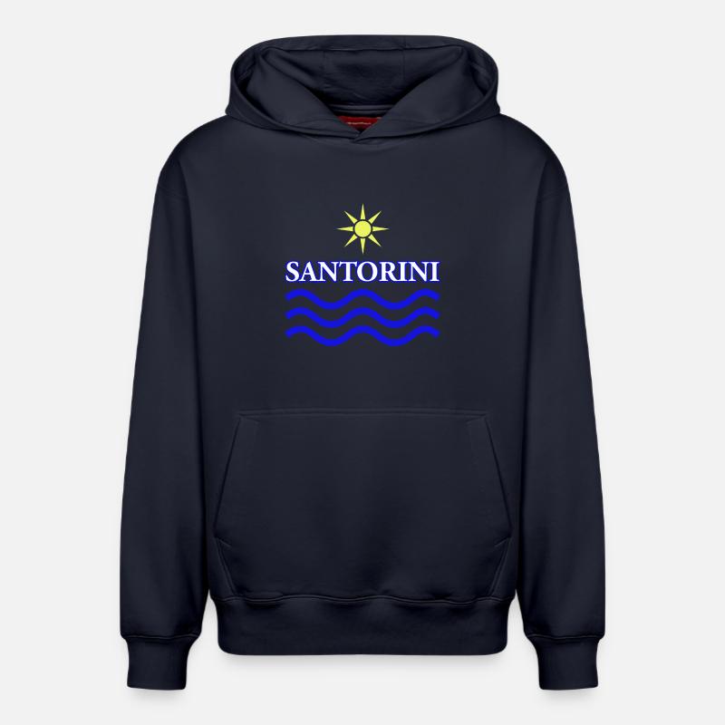 Soleil et vagues Conception côtière - Sweat à capuche unisexe décontracté en coton biologique – de SPREAD - bleu marine