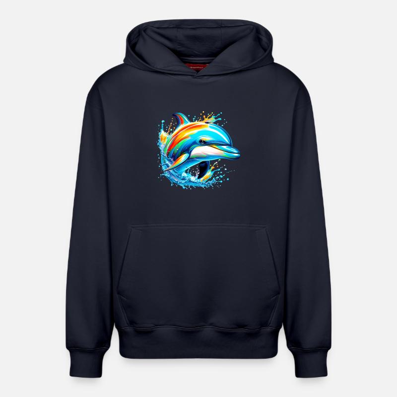 Dauphin - Sweat à capuche unisexe décontracté en coton biologique – de SPREAD - bleu marine
