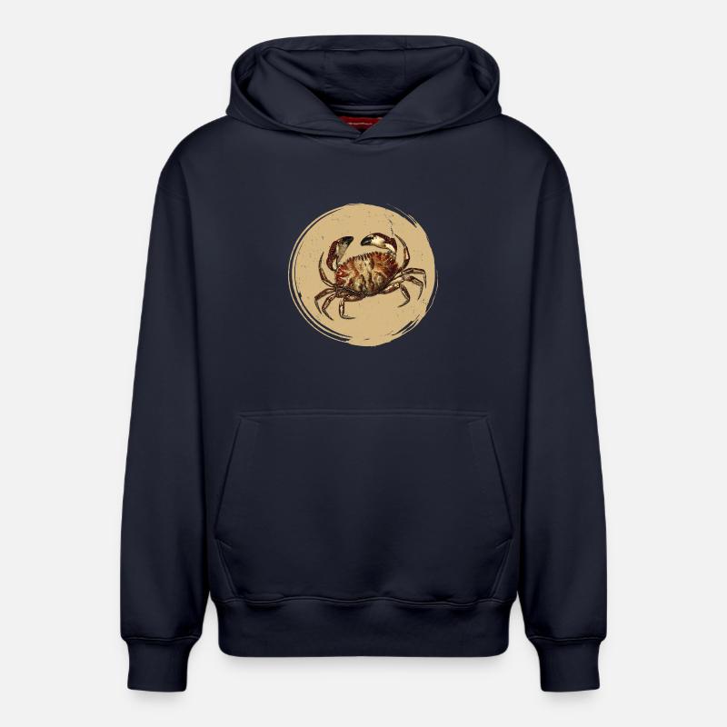 Crabe - Sweat à capuche unisexe décontracté en coton biologique – de SPREAD - bleu marine