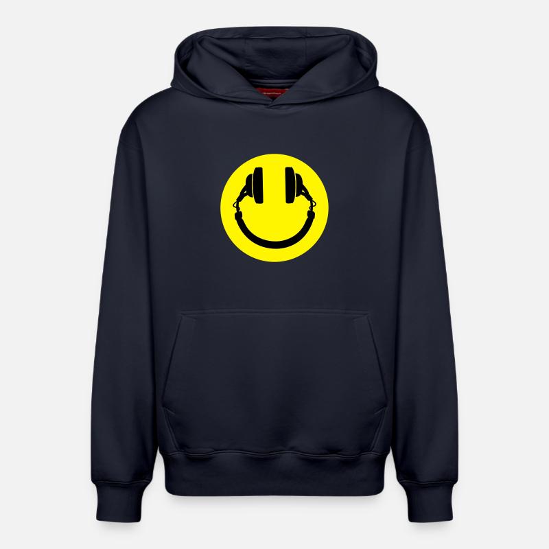 Smiley casque - Sweat à capuche unisexe décontracté en coton biologique – de SPREAD - bleu marine