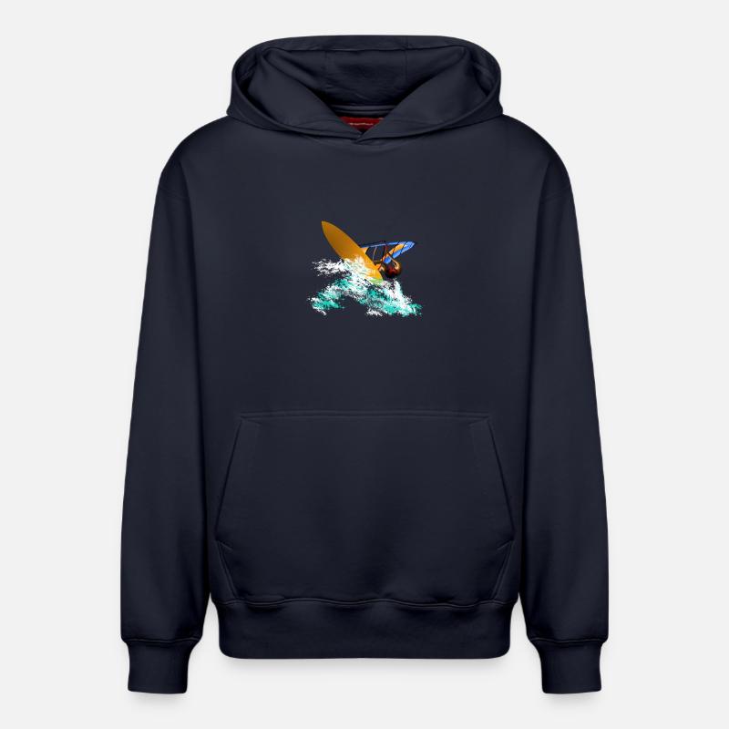 windsurfing - Sweat à capuche unisexe décontracté en coton biologique – de SPREAD - bleu marine