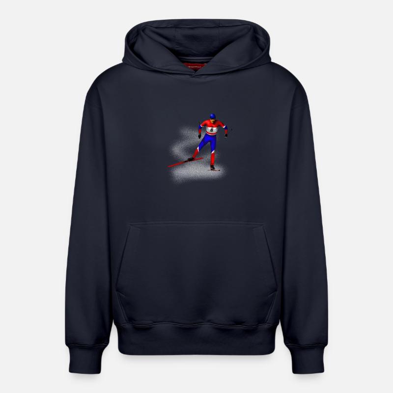 ski de fond - Sweat à capuche unisexe décontracté en coton biologique – de SPREAD - bleu marine