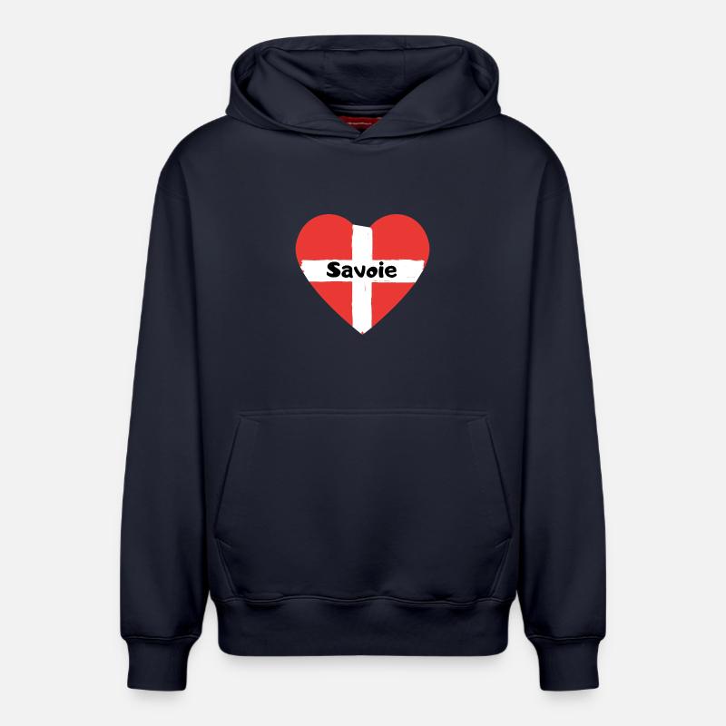 Savoie Drapeau Coeur - Sweat à capuche unisexe décontracté en coton biologique – de SPREAD - bleu marine