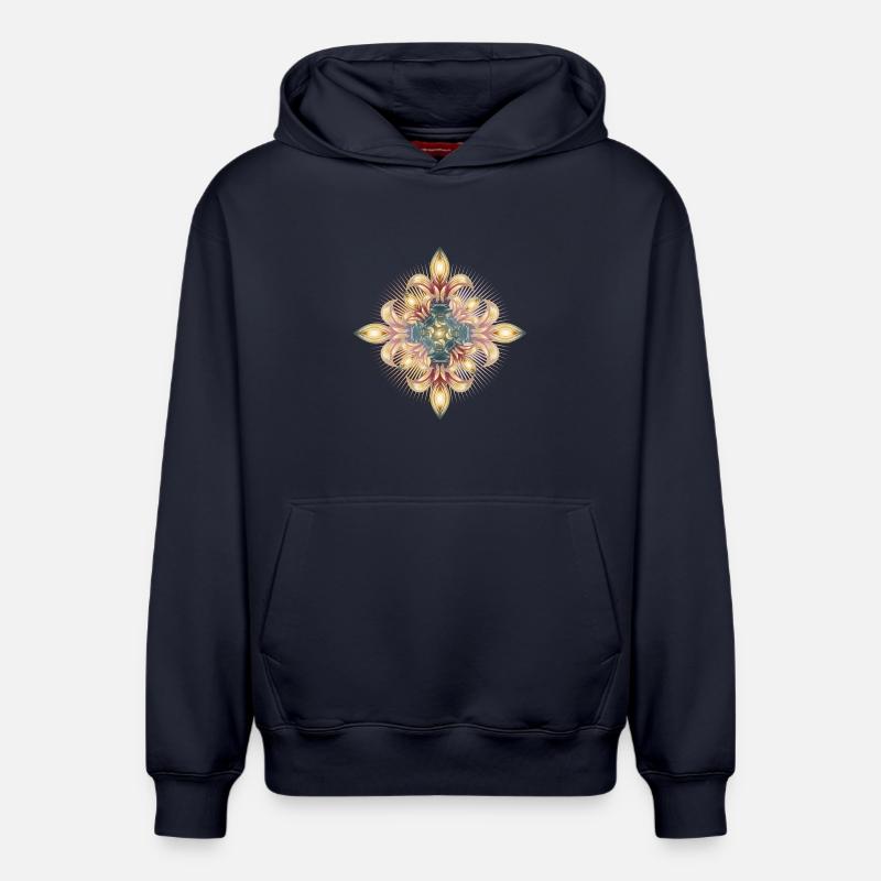 impressionnante croix de lys stylisés - Sweat à capuche unisexe décontracté en coton biologique – de SPREAD - bleu marine