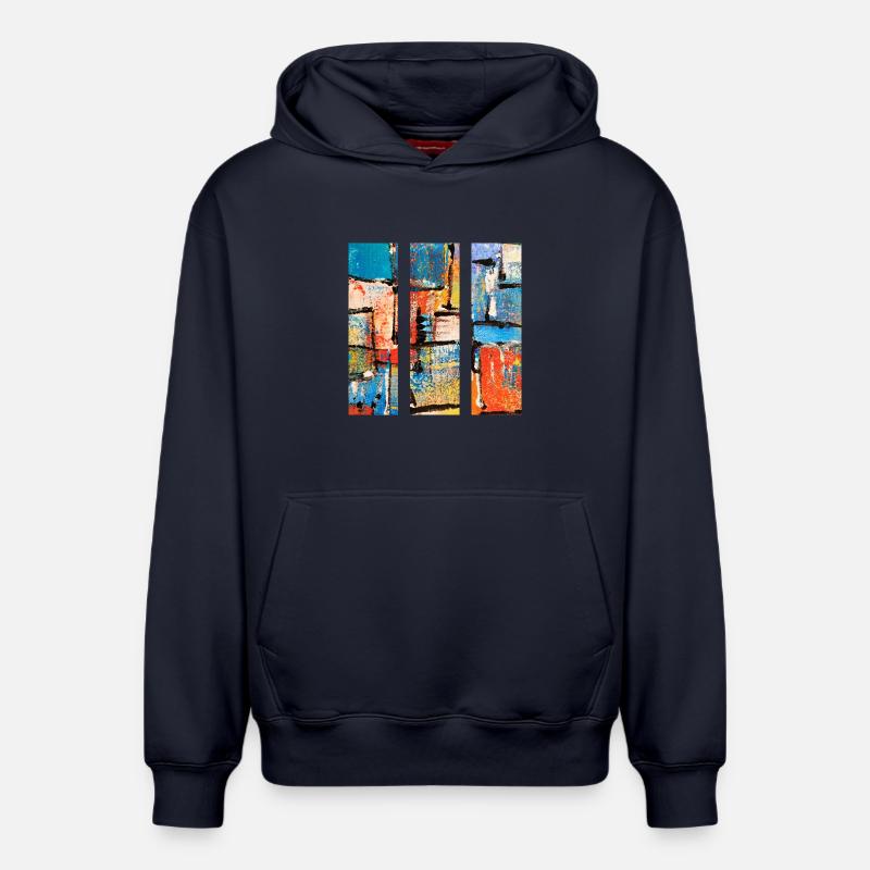 Design abstrait d’art urbain - Sweat à capuche unisexe décontracté en coton biologique – de SPREAD - bleu marine