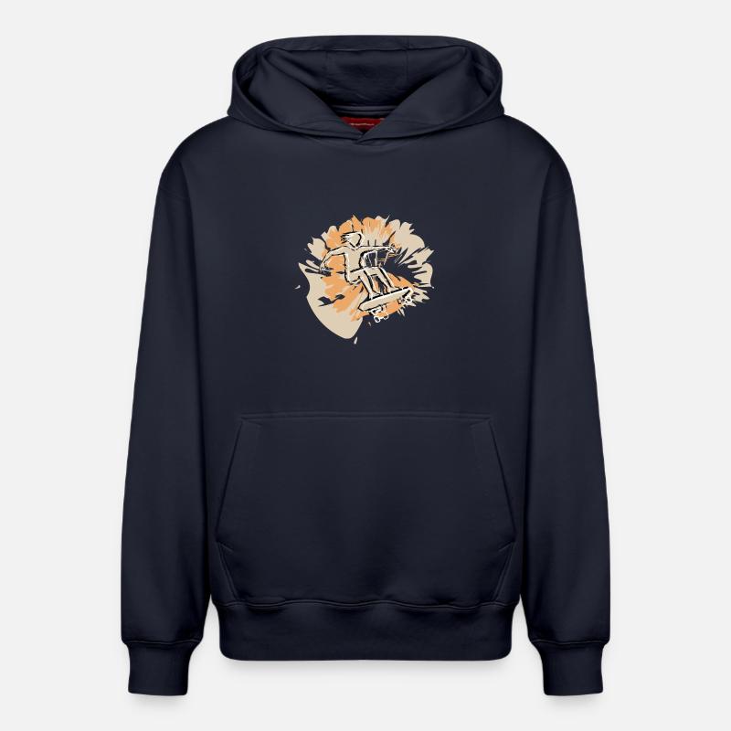 Style de skateboard - Sweat à capuche unisexe décontracté en coton biologique – de SPREAD - bleu marine