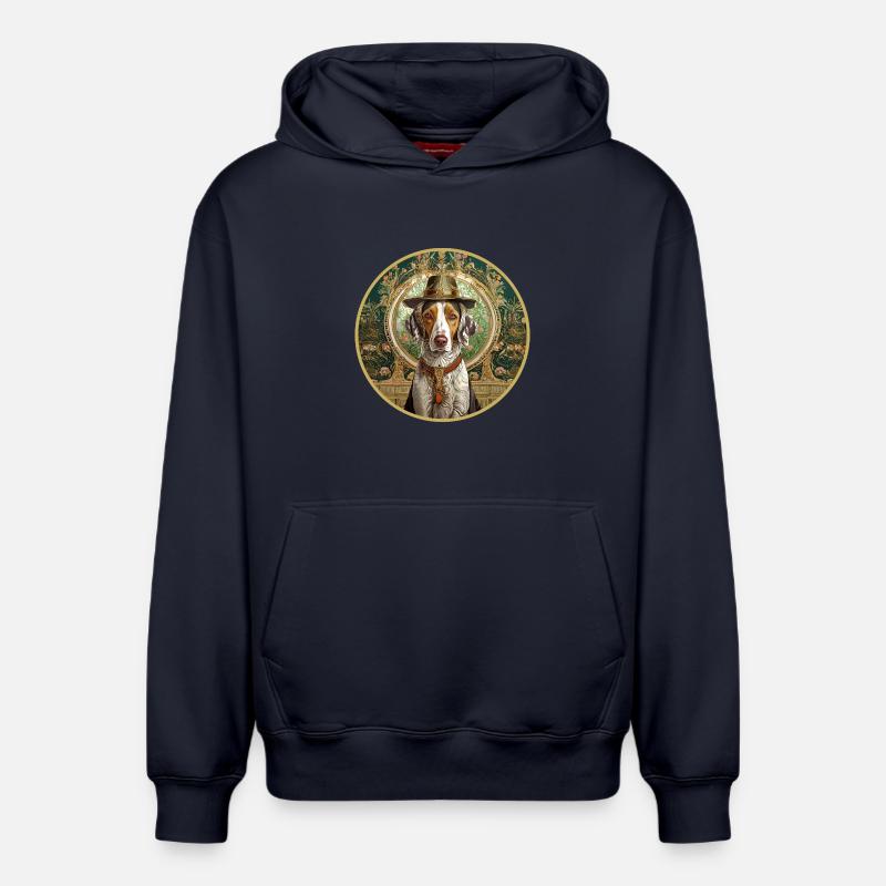 Jagdhund mit Hut - Relaxed Unisex Organic Hoodie – von SPREAD - Navy