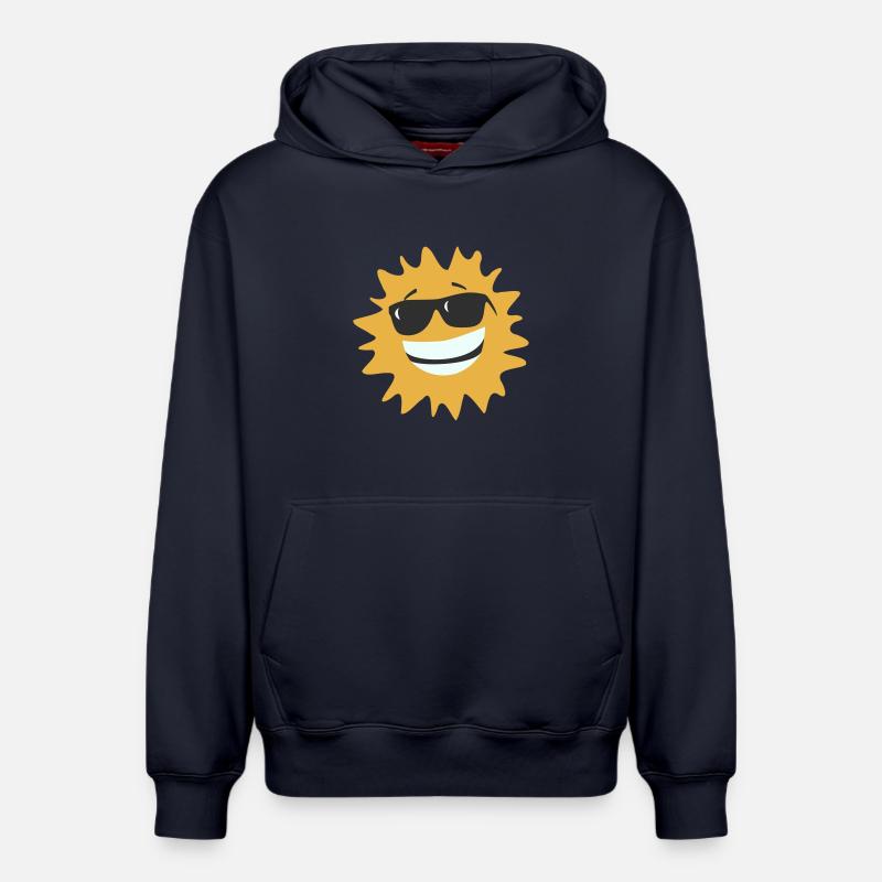 Sunburst lächelt mit Sonnenbrille - Relaxed Unisex Organic Hoodie – von SPREAD - Navy