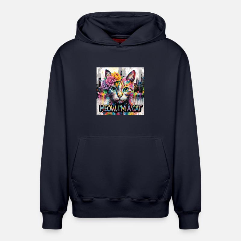 Chat astucieux Version 2 - Sweat à capuche unisexe décontracté en coton biologique – de SPREAD - bleu marine