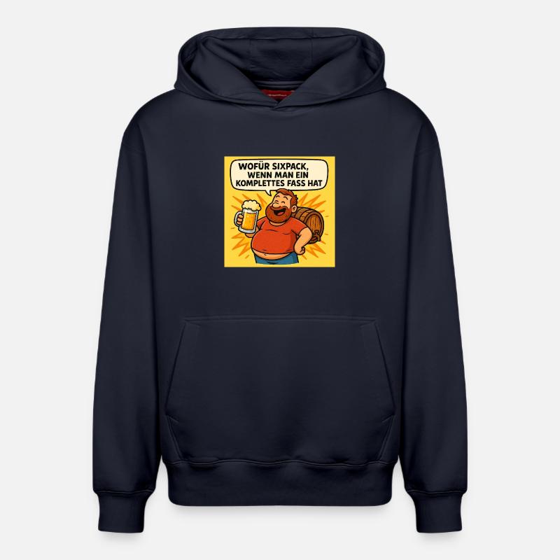 Six Pack oder Fass - Relaxed Unisex Organic Hoodie – von SPREAD - Navy