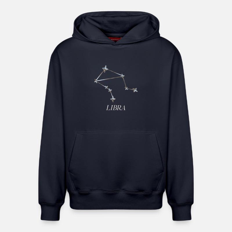 Libra Sternbild – Silber Minimal-Konstellation - Relaxed Unisex Organic Hoodie – von SPREAD - Navy