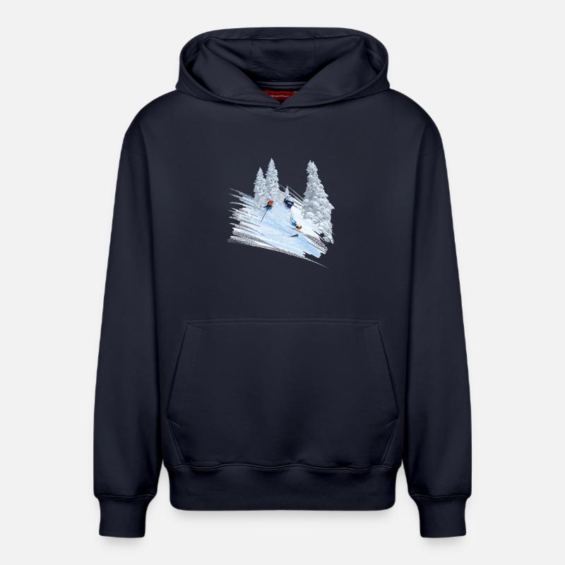 Ski - Sweat à capuche unisexe décontracté en coton biologique – de SPREAD - bleu marine