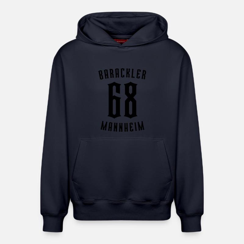 Barackler 68 Mannheim - Sweat à capuche unisexe décontracté en coton biologique – de SPREAD - bleu marine