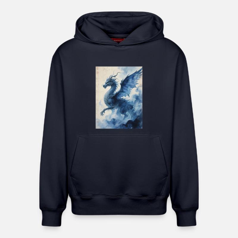 L'Envol Ancestral : Yinglong – Souffle Premier - Sweat à capuche unisexe décontracté en coton biologique – de SPREAD - bleu marine
