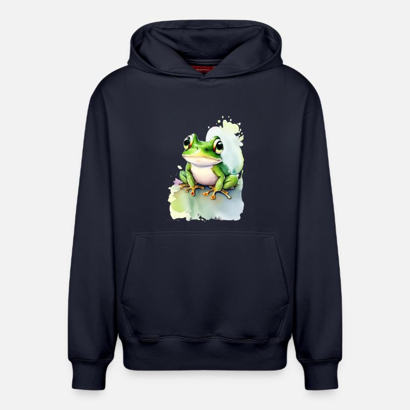 Grenouille - Sweat à capuche unisexe décontracté en coton biologique – de SPREAD - bleu marine
