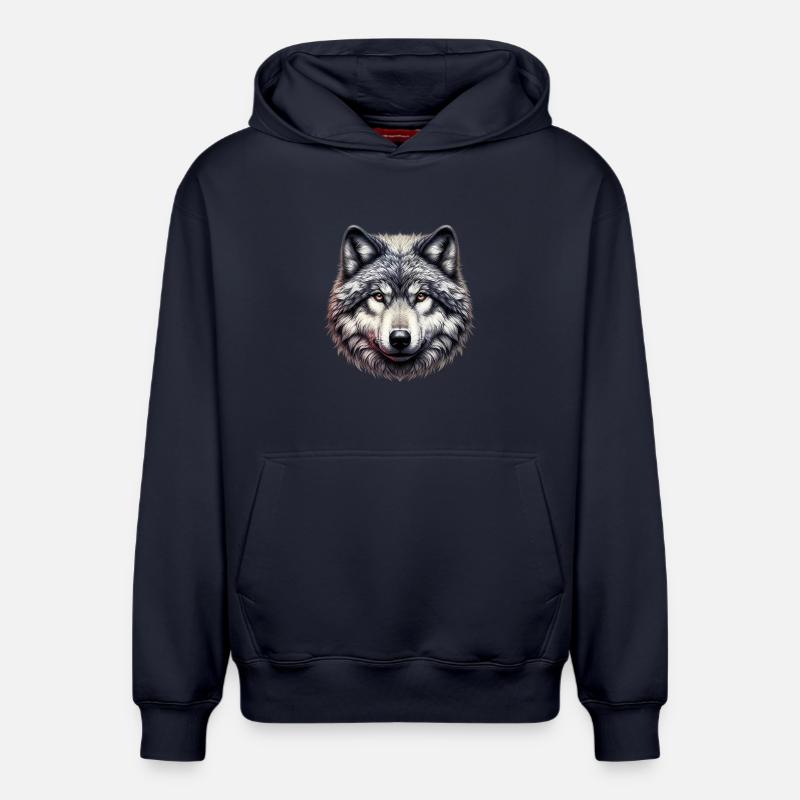 Loup - Sweat à capuche unisexe décontracté en coton biologique – de SPREAD - bleu marine