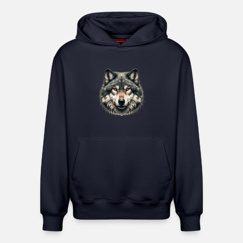 Loup - Sweat à capuche unisexe décontracté en coton biologique – de SPREAD - bleu marine
