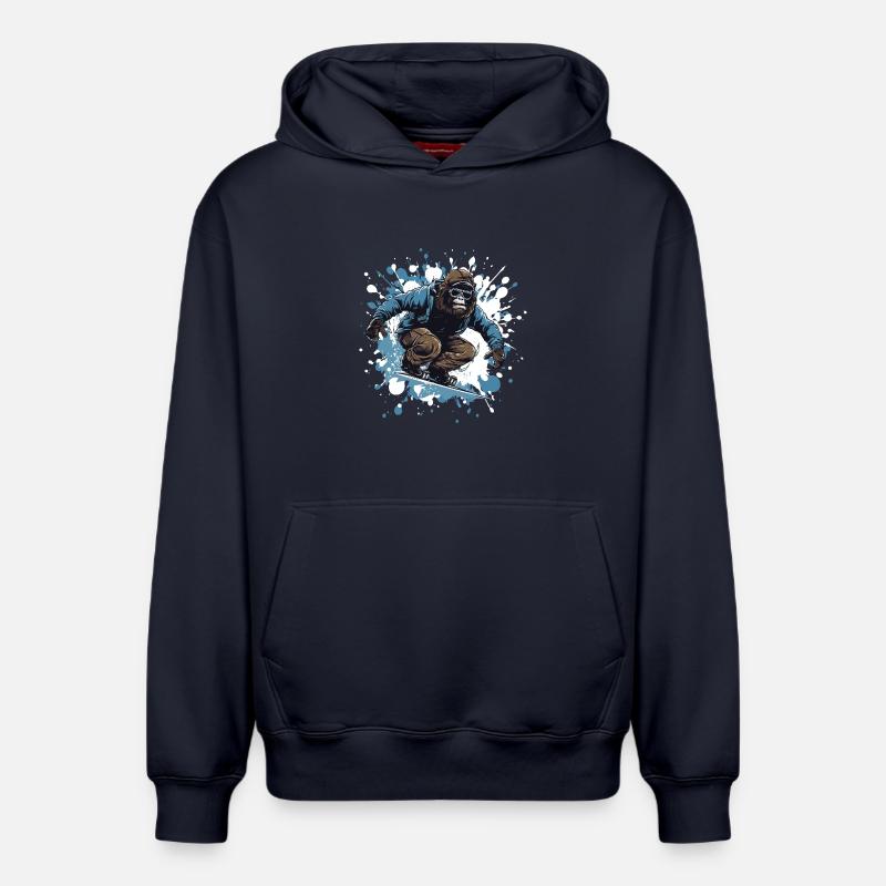 Gorilla Snowboard - Sweat à capuche unisexe décontracté en coton biologique – de SPREAD - bleu marine
